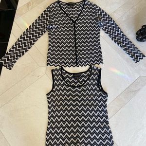 Classiques Entier, Size Medium, Black and White Scalloped Edge Tank and Sweater